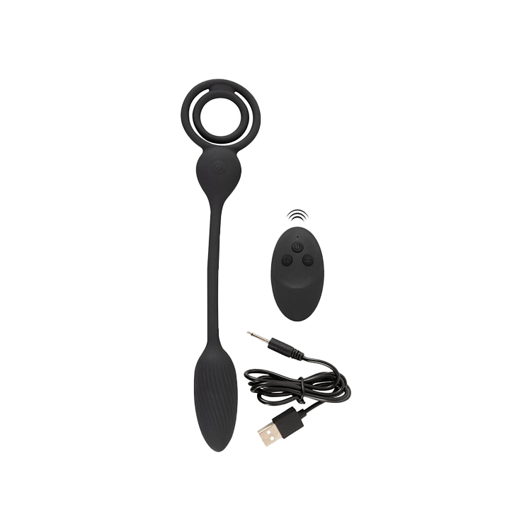 Anneau pénien et testicules avec plug anal  contrôlable a distance